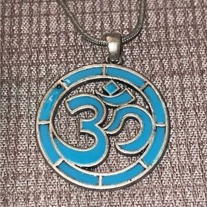 Namaste necklace blue and silver color
